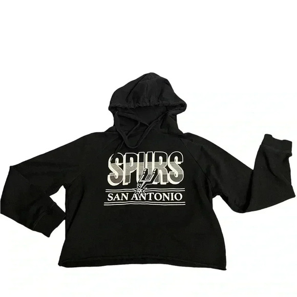 NBA San Antonio Spurs Basketball Black Cropped Hoodie Juniors size Large - Picture 4 of 12